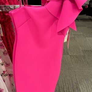Eliza J Vibrant Pink One Shoulder Dress